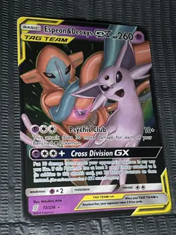 Pokemon TCG Espeon & Deoxys GX Ultra Rare (NEAR MINT) Tag Team - Image 2