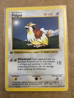 Pokemon TCG Pidgey Base Set 57/102 1st Edition Never Played Near Mint - Image 1