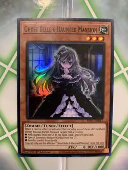 Yugioh Ghost Belle & Haunted Mansion 1st Edition Super Rare RA01-EN011 - Image 1