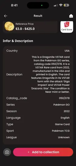 Pokemon TCG Dragonite VSTAR Holo Ultra Rare Card 050/078 Pokemon Go - Image 3