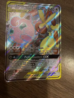 Mega Lopunny & Jigglypuff GX Full Art Holo Card 225/236 Tag Team - Image 1