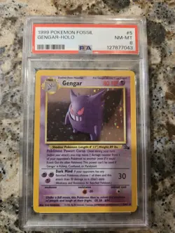 1999 Pokemon Fossil Gengar Holo Rare Card 5/62 PSA 8 NM-MT - Image 1