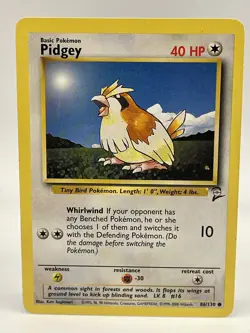 Pidgey 86/130 Base Set 2 Common Non Holo Vintage 2000 Pokemon Card NM - Image 1