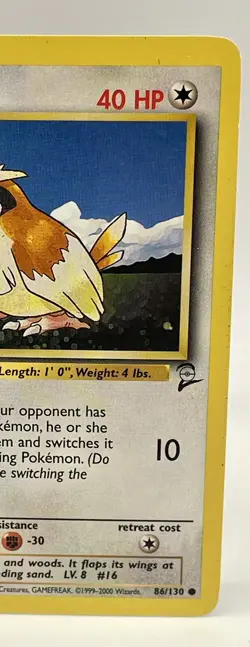 Pidgey 86/130 Base Set 2 Common Non Holo Vintage 2000 Pokemon Card NM - Image 3