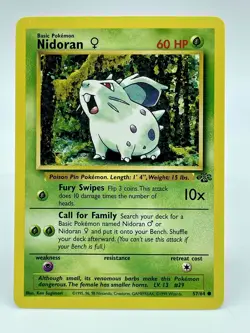 Nidoran 57/64 Jungle Set Pokemon Card TCG Non Holo WOTC Vintage 1999 NM - Image 1