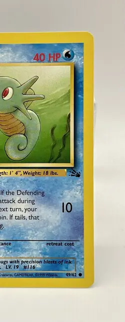 Horsea 49/62 Fossil Unlimited Common Non Holo Vintage 1999 Pokemon Card WOTC NM - Image 3