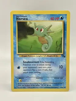Horsea 49/62 Fossil Unlimited Common Non Holo Vintage 1999 Pokemon Card WOTC LP - Image 1