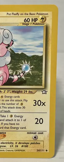 Flaaffy #34/111 Pokemon Card from Neo Genesis Set Uncommon NM - Image 3