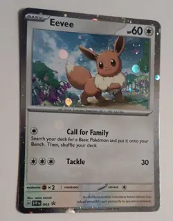 Eevee 043 With A DOUBLE GALAXY SWIRL. Black Star Promo Cosmos Holo Pokemon Card - Image 1