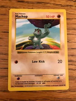 Pokemon Base Set SHADOWLESS WOTC Vintage Machop 52/102 Lightly Played LP - Image 1