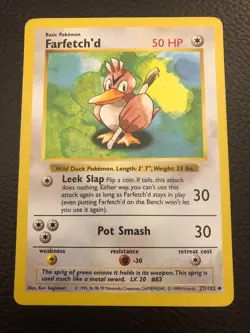 Pokemon Base Set SHADOWLESS WOTC Vintage Farfetch'd LP Lightly Played - Image 1
