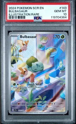 Pokemon Bulbasaur 143/142 Sv07 Stellar Crown 143 Illustration Rare GEM MT PSA 10 - Image 1