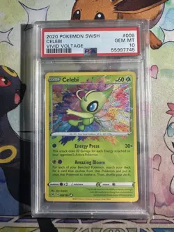 2020 POKEMON SWORD & SHIELD VIVID VOLTAGE #009 CELEBI AMAZING RARE PSA 10 - Image 1