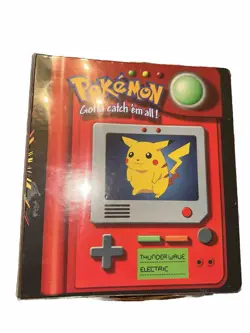 Pokeman Trading Card Pikachu Three Ring Binder, Nintendo 1999, made in USA USED - Image 1