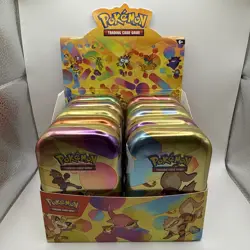 Pokemon 151 TCG Display EMPTY Mini Tins With Coins And Art Card Complete Set - Image 1