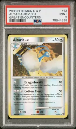 PSA 9 MINT Altaria 12/106 Great Encounters Reverse Holo 2008 Pokemon Card - Image 1