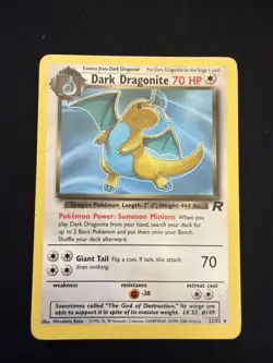 Dark Dragonite 22/82 Rare Team Rocket Unlimited Pokemon Card LP - Image 1