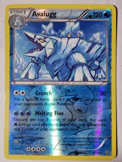 REVERSE HOLO Avalugg 37/114 VLP RARE XY Steam Siege Pokemon Card - Saya Tsuruta - Image 1
