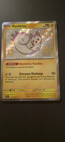 Pokemon TCG Pachirisu 138/091 Paldean Fates Shiny Holo Secret Rare Card - Image 1