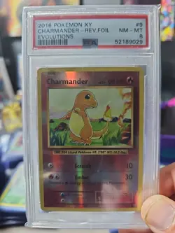 Pokemon TCG 2016 XY Evolutions Charmander Common Reverse Holo Card 9/108 PSA 8 - Image 1