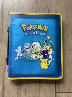 Vintage Pokemon Game Freak Blue 3 Ring Card Binder With 26 Sheets Included - Image 1