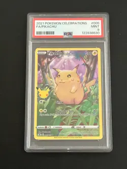 PIKACHU 2021 POKEMON CELEBRATIONS FULL ART #005 PSA MINT 9 - Image 1