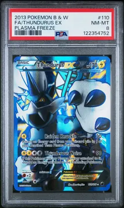 2013 POKEMON B&W PLASMA FREEZE #110 FULL ART/THUNDURUS EX PSA 8 - Image 1