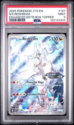 2025 Pokemon Journey Together Box Topper N’s Reshiram PSA 9 - Image 1