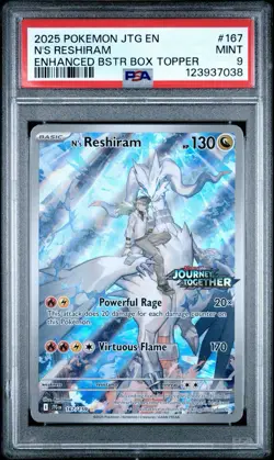2025 Pokemon Journey Together Box Topper N’s Reshiram PSA 9 - Image 1