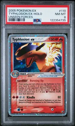 2005 POKEMON EX UNSEEN FORCES #110 TYPHLOSION EX-HOLO PSA 8 - Image 1