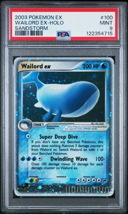 2003 POKEMON EX SANDSTORM #100 WAILORD EX-HOLO PSA 9 - Image 1