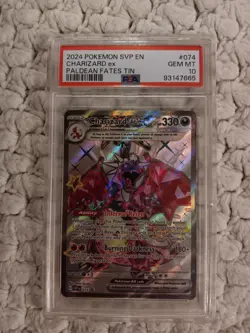 2024 Pokemon SVP en Charizard EX 074 Paldean Fates Tin PSA 10 Gem Mint - Image 1