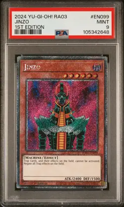2024 YU-GI-OH! RA03-QUARTER CENTURY BONANZA 1ST ED #EN099 JINZO PSA 9 - Image 1