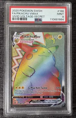Pokemon TCG Vivid Voltage Rainbow Pikachu VMAX Secret Rare Card 188/185 - Image 1