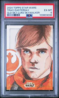 2024 TOPPS STAR WARS SKETCH CARDS GOLD FOIL-LUKE SKYWALKER TRACI EASTERDAY PSA 6 - Image 1