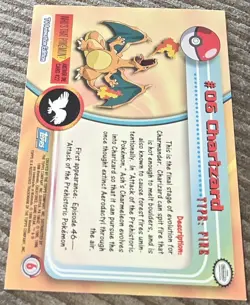 Charizard 1999 Topps Pokemon TCG Card #06 Nintendo TV Series 1 Black Logo - Image 2