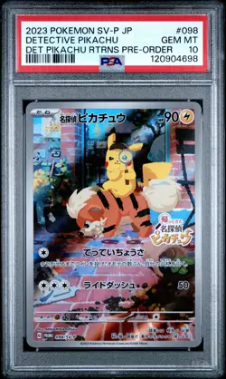 2023 POKEMON JPN SV-P PROMO #098 DETECTIVE PIKACHU PSA 10 - Image 1