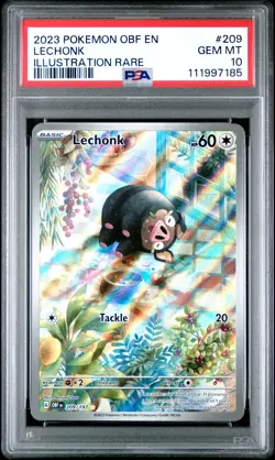 2023 POKEMON OBF EN-OBSIDIAN FLAMES ILLUSTRATION RARE #209 LECHONK PSA 10 - Image 1