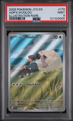 2025 POKEMON JTG EN-JOURNEY TOGETHER ILLUSTRATION RARE #170 HOP'S WOOLOO PSA 9 - Image 1