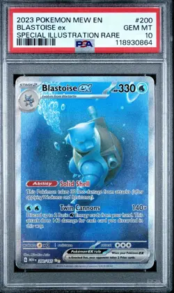 Pokemon Blastoise ex 200/165 Mew-EN 151 Special Illustration GEM MINT PSA 10 - Image 1