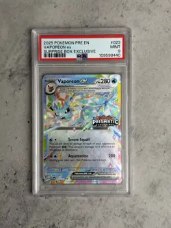 PSA 9 - 2025 POKEMON PRE EN PRISMATIC STAMPED SURPRISE 023 VAPOREON EX - Image 1