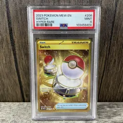 2023 Pokemon 151 Switch 206/165 Hyper Rare PSA 9 MINT MEW EN Trainer - Image 1