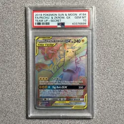 2019 Pokemon Sun & Moon Pikachu & Zekrom GX Rainbow Gem MT PSA 10 Card - Image 1