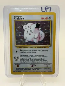 Pokemon TCG Clefairy Base Set Holo Unlimited Rare Card 5/102 LP Condition - Image 1