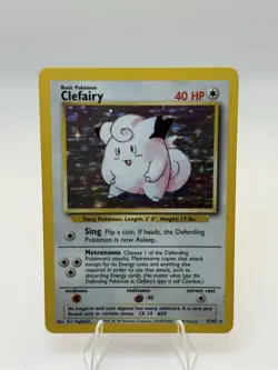 Pokemon TCG Clefairy Base Set Holo Unlimited Rare Card 5/102 LP Condition - Image 2