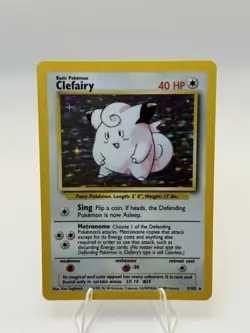 Pokemon TCG Clefairy Base Set Holo Unlimited Rare Card 5/102 LP Condition - Image 2