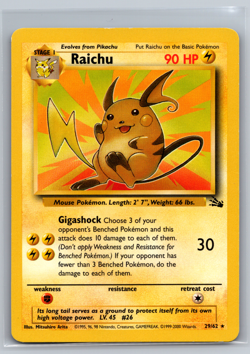 Pokemon TCG Raichu 29/62 Fossil Regular Rare LP - Image 1