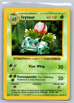 Ivysaur 30/102 Shadowless Base Set Unlimited Pokemon TCG LP - Image 1