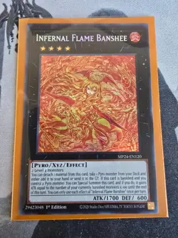 Yugioh Infernal Flame Banshee MP24-EN120 Prismatic Secret Rare NM 1st Edition - Image 1