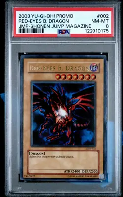 2003 YU-GI-OH! PROMO JMP-SHONEN JUMP MAGAZINE #002 RED-EYES B. DRAGON PSA 8 - Image 1